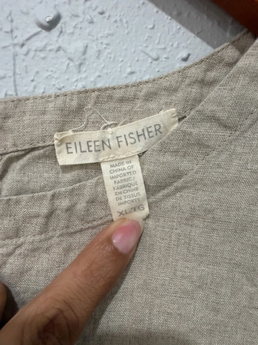 Eileen Fisher Organic Linen Delave Shell Cream Top Size XL - Picture 2 of 11